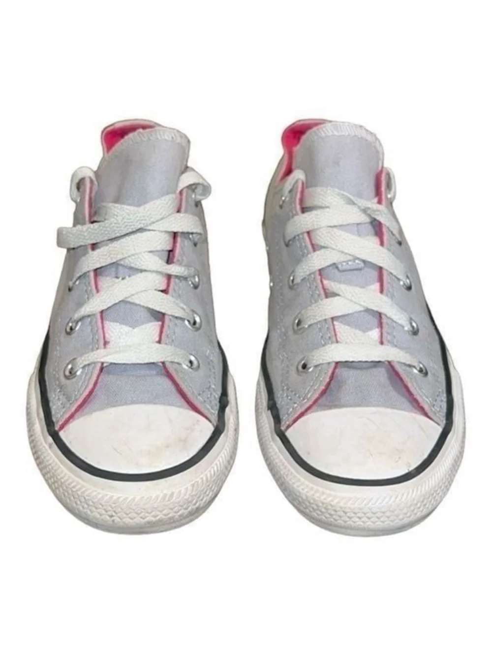 Junior Converse All Star Low Top Sneakers Gray Pink Girls Size 2 Shoes